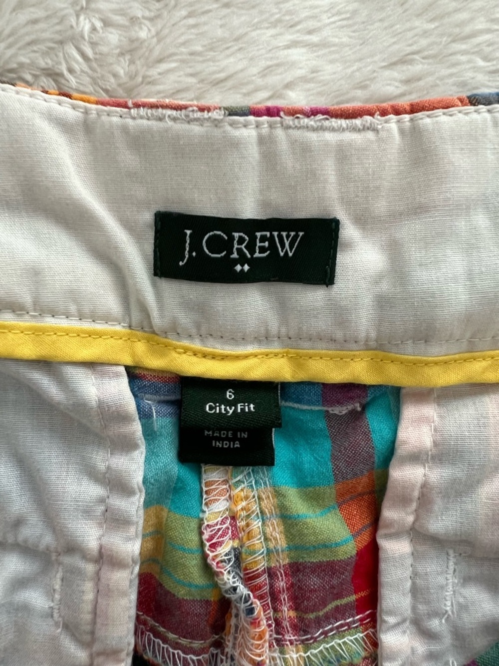 J.Crew City Fit Patchwork Madras Plaid Shorts Low Rise Size 6 Preppy Y2K - Picture 5 of 8